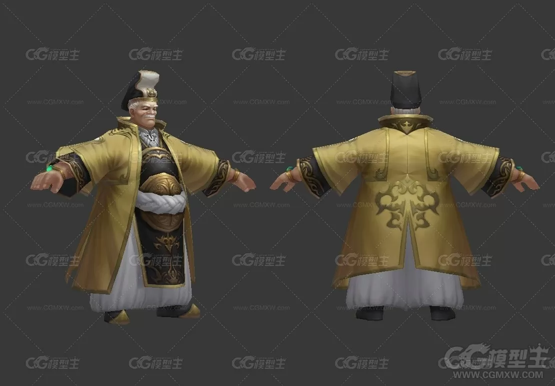 太师3D模型 古代老人模型 游戏美术资源-2