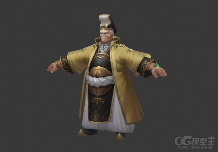 太师3D模型 古代老人模型 游戏美术资源