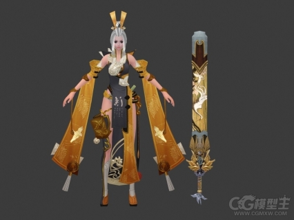 古装仙侠美女 魔幻女角色 女战士 梦幻角色3D游戏角色模型