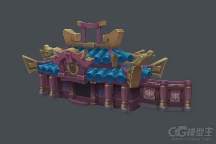 Q版大门模型 古代门楼模型