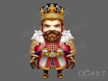 Q版国王3D模型 棋牌国王3D游戏角色模型