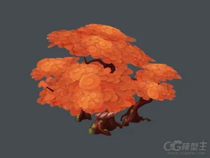 卡通树木 榆树 枫叶树3D模型