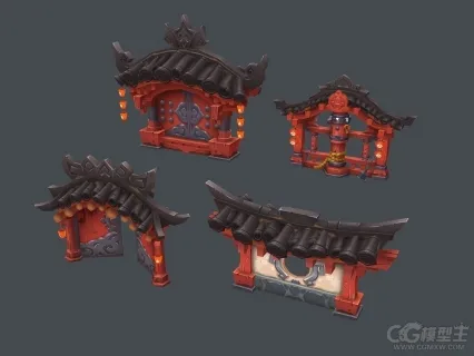 Q版大门3D模型