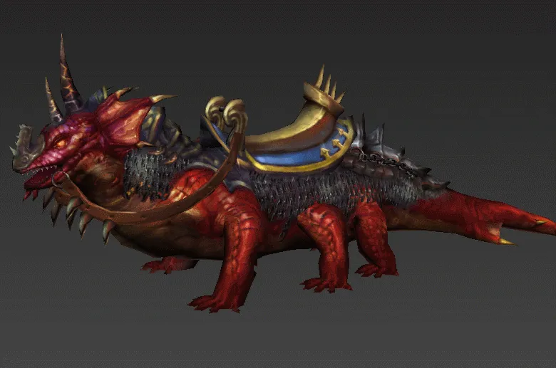 火蜥蜴坐骑3D动画模型 骑宠 怪兽坐骑