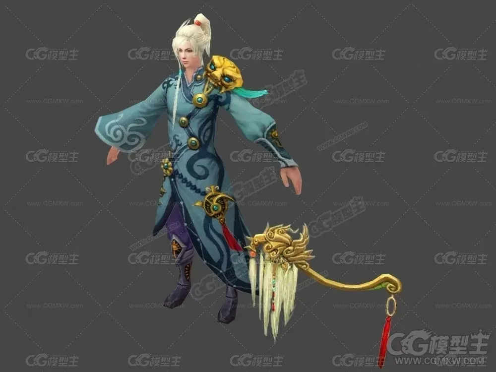 3D游戏男角色模型下载 仙侠角色 道士 术士 方士-1