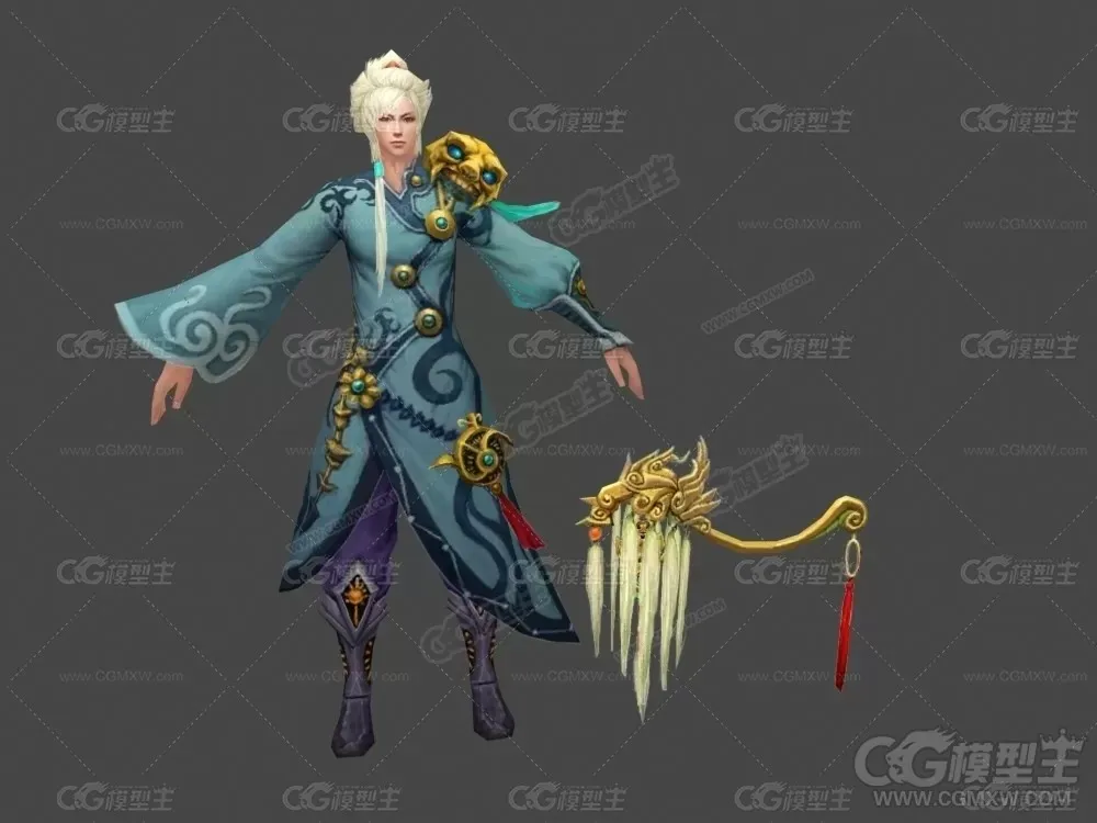 3D游戏男角色模型下载 仙侠角色 道士 术士 方士-2