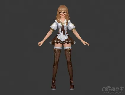 女学生 女大学生 欧美卡通风格3D模型