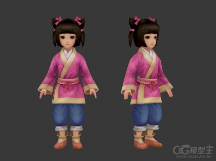 古装小女孩 古代小孩 农家女孩3D模型