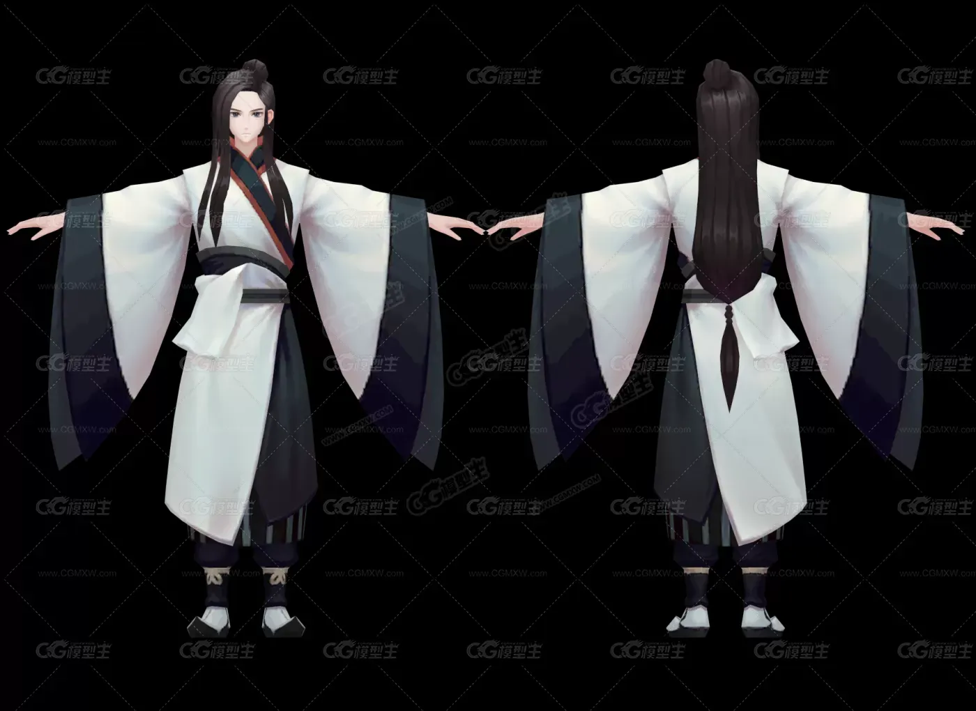 小白 白衣女士 古装美女 女侍从 仆人 女仆 女子-1