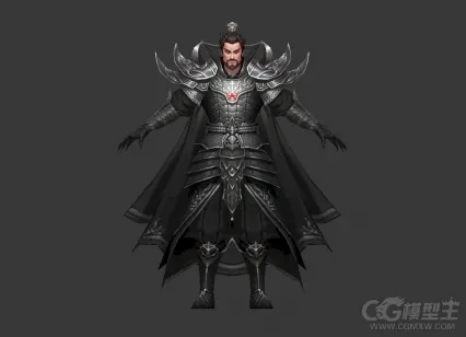 天魔男战士3D模型 黑甲将军 盔甲战士 黑衣教主 仙侠游戏角色3D模型