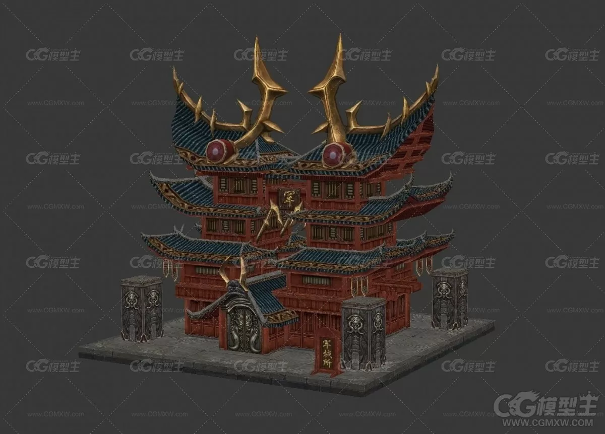 古建筑 古寺庙 祭祀 祭坛 3D模型-1