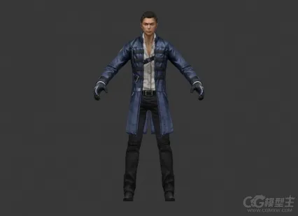 酷帅游戏男角色3D模型 皮衣男 男战士 帅哥 耍酷男  3D游戏人物模型