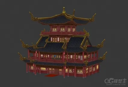 古代房屋建筑3D模型 古建筑 古楼 中国风建筑 楼阁 府邸