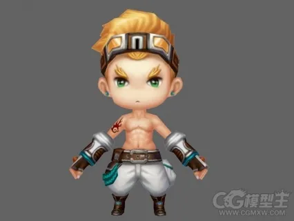 游戏男孩模型 勇士 战士 Q版人物3D模型