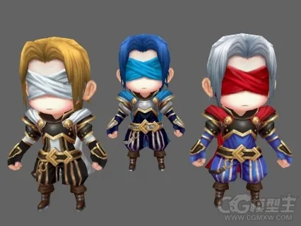 蒙面男孩3D模型 蒙面杀手 小护卫 侍卫 战士 Q版人物3D模型