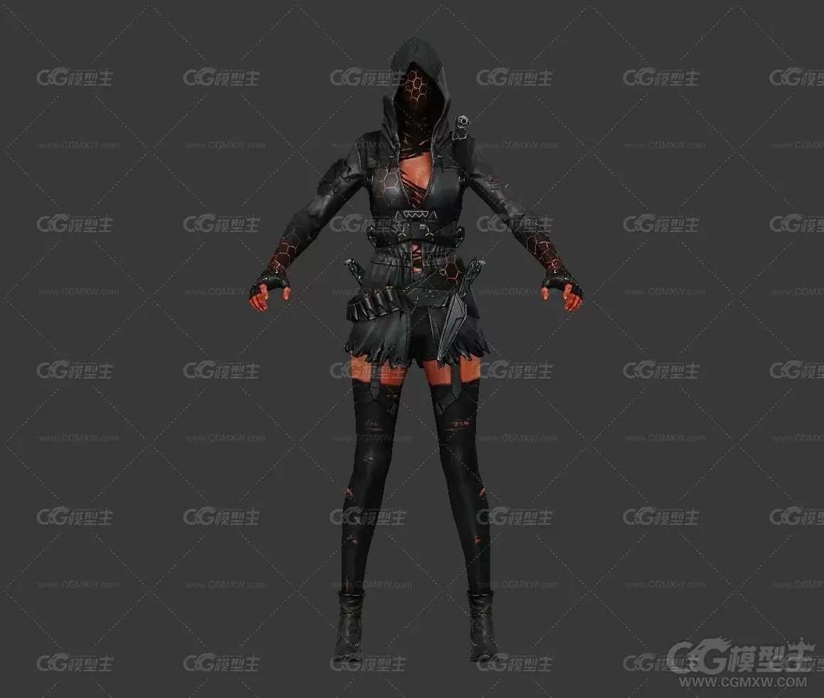 女刺客3D游戏角色模型-1
