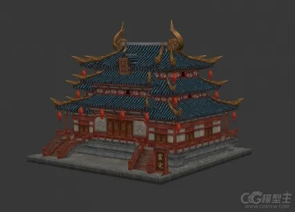 古代豪宅3D游戏模型 阁楼 古楼 古建筑 中国风建筑