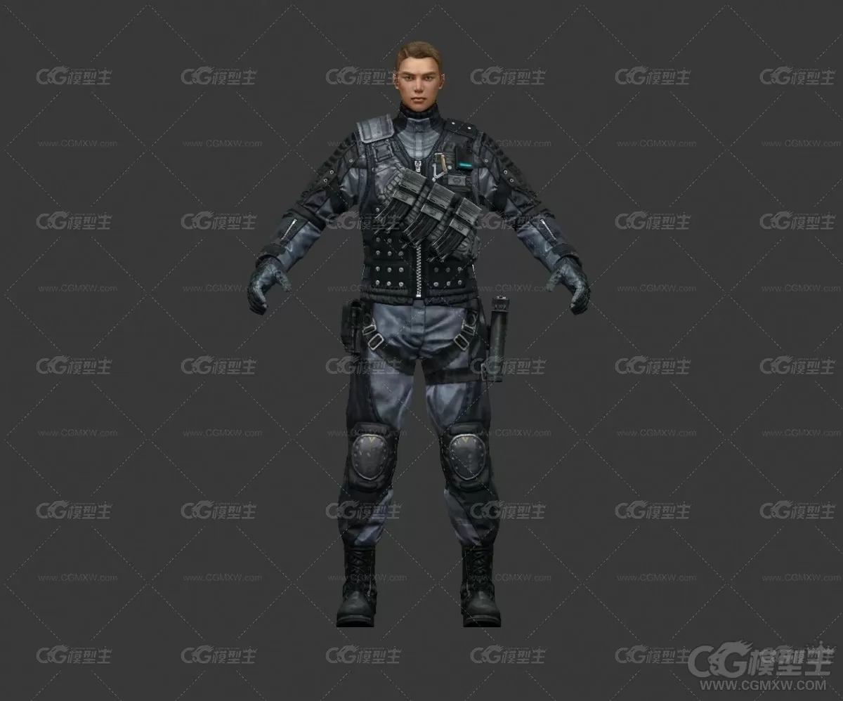 武装部队 男队员3D模型 士兵 特种兵  3D游戏人物模型-1