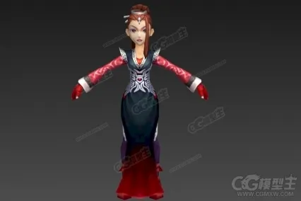 卡通女角色模型 古代老板娘 仆人 丫鬟 古装女子3d模型