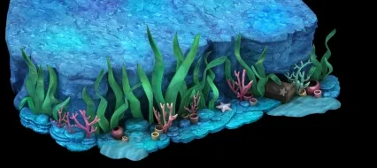 海草3D模型 海底场景模型 海底石头 岩石模型