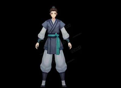 古装男子 居民 游戏男子 小男孩 Q版卡通人物3D模型