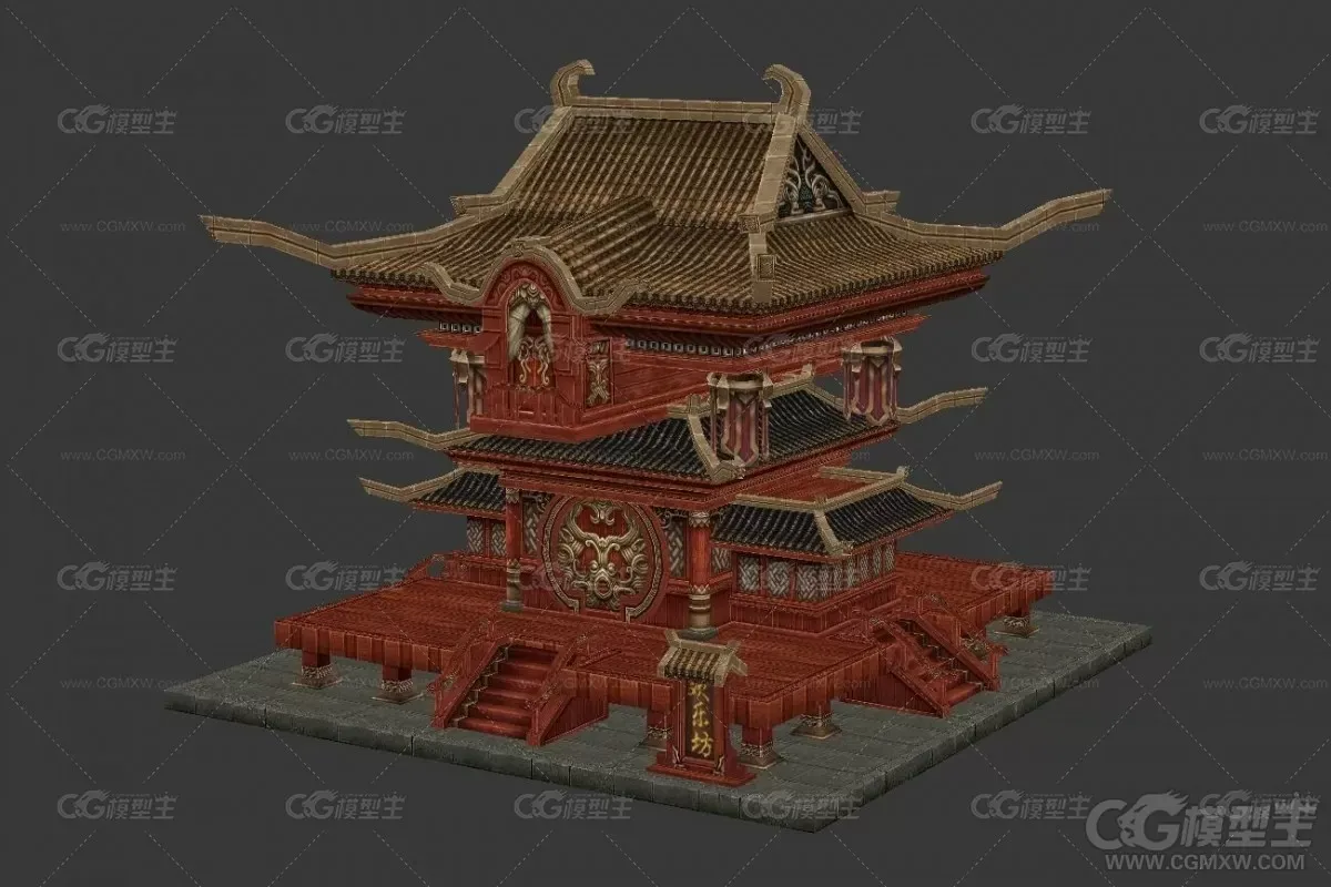 欢乐坊古代游戏场景建筑模型-1