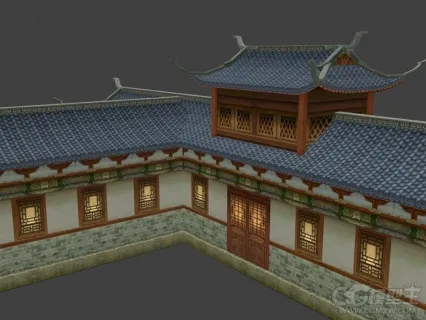 古建筑3D游戏模型 古代厢房 游戏场景模型