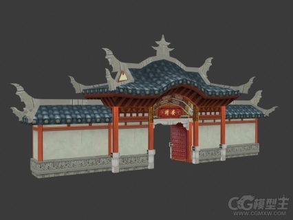 古代院门3D 模型 中国风建筑 古建筑 国风建筑3D游戏场景模型