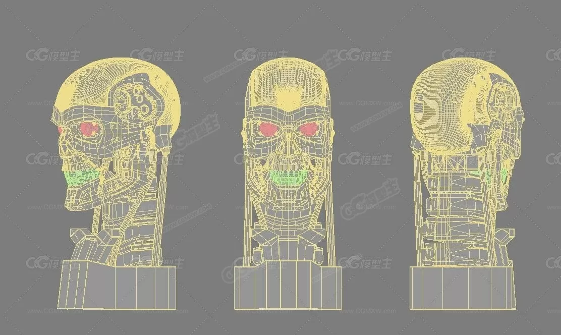 终结者t-800头部模型（keyshot渲染）-2
