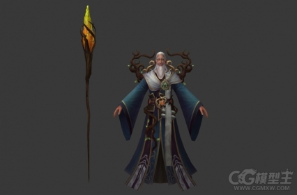 精灵长老 魔法师 老头 白胡子魔法师 术士 方士 巫师 3D游戏人物模型