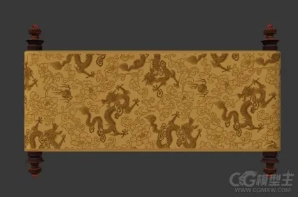 天机图 卷轴3D模型 圣旨 金色卷轴 书卷