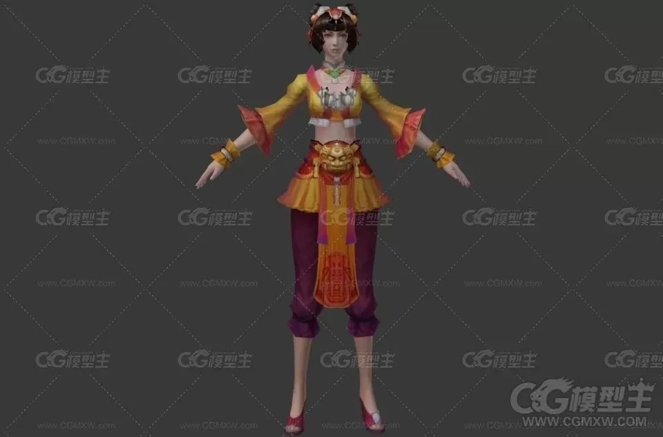 平民女青年 古装美女 青年女性 女侠 3D游戏人物模型-1
