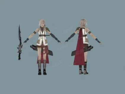 最终幻想13雷霆 女剑客 女战士 女士兵 次时代游戏模型