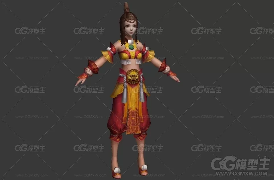 古代小女孩3D游戏模型 古装女孩 喜庆女孩 可爱小姐姐 喜庆 汉服少女-1