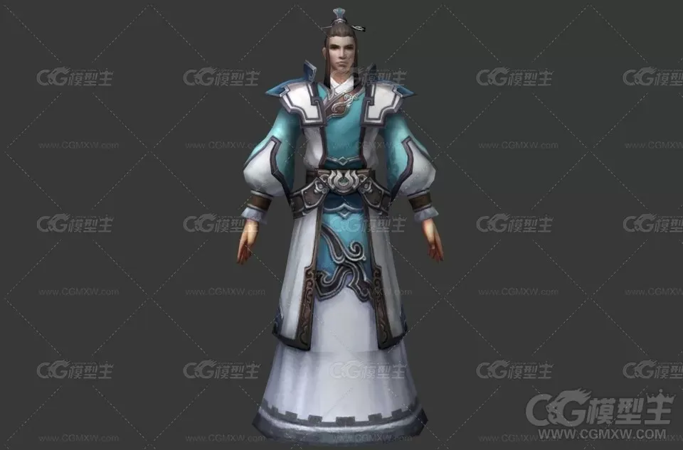 华服青年3D游戏角色模型古代书生 富家公子 太子 3D游戏人物模型-1