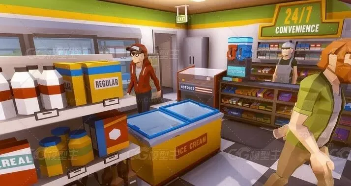 U3D低多边形城镇场景 角色 道具整合包POLYGON Town Pack 1.01-9