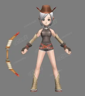 飞飞初始造型_弓箭女 3D游戏人物模型