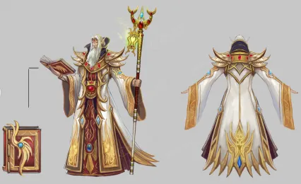 白袍老者 白袍法师 白袍巫师 魔法师 白胡子3D游戏人物模型