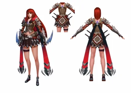 战女（自带VR灯光，可直接渲染） 女战士 女武士 3D游戏人物模型