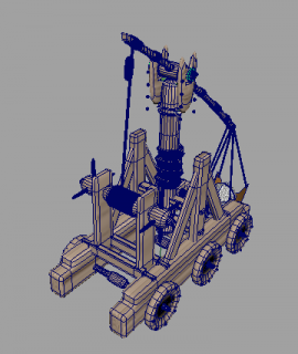 木头投石车maya模型