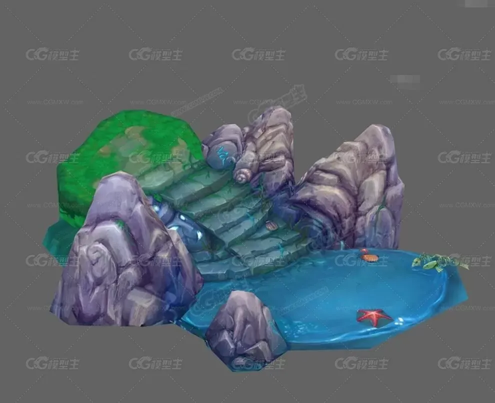 九天场景精品3d模型合集 max场景树木山石建筑模型 Q版卡通房子 民房-7