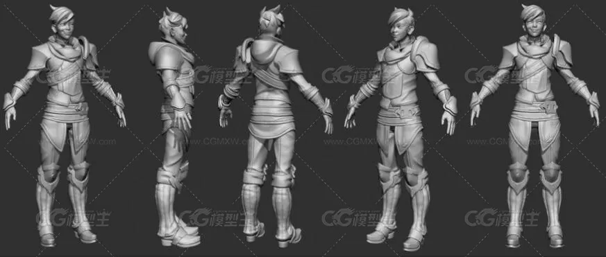 全套Shardboundn男骑士 女剑 客枪兵等人物3D模型动作和原画设计-5