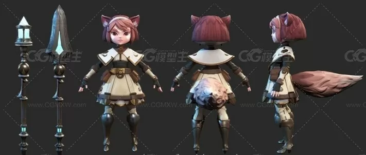 全套Shardboundn男骑士 女剑 客枪兵等人物3D模型动作和原画设计-9