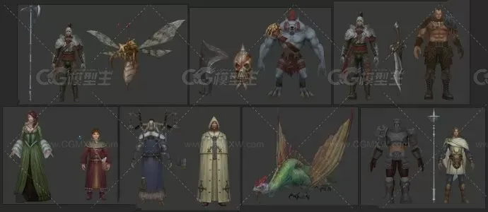 精品欧美风格游戏角色模型一套 90多个3DMAX模型 PSD高清贴图。-4