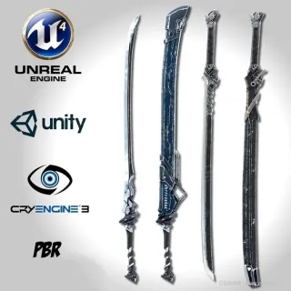 游戏刀剑3D模型 适用于UE4 Unity3D CE3等任何3D软件