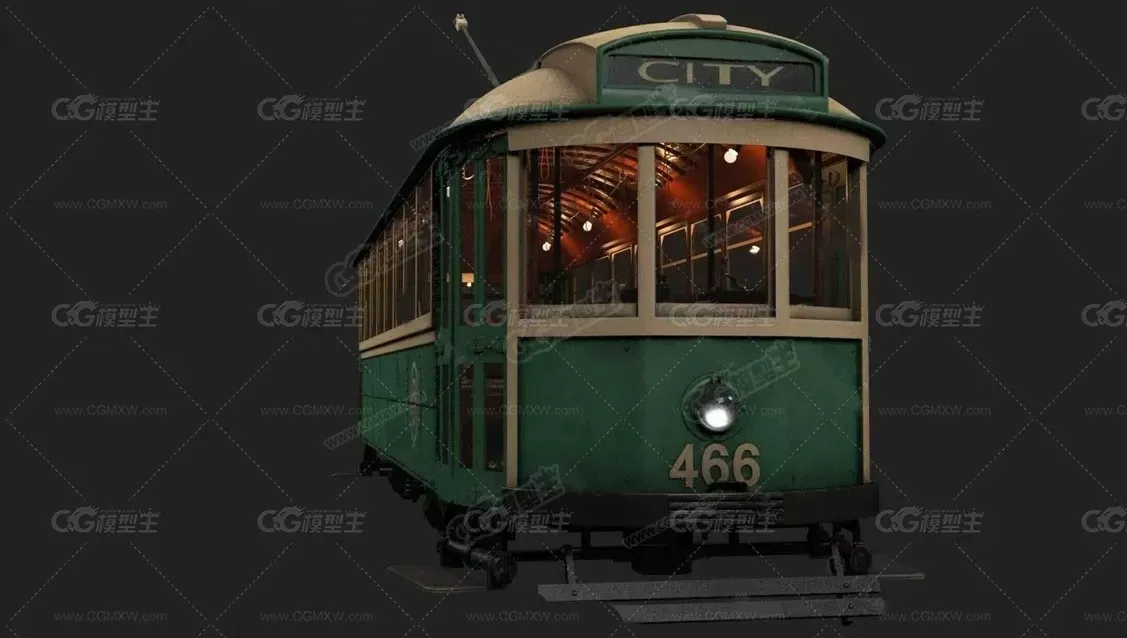 老式有轨电车火车3D模型合辑-3