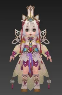 红色公主大眼萌 大眼女孩卡通小女孩 可爱小萝莉 q版小女孩 小公主 次时代游戏3D模型