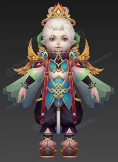 青色王子大眼萌大眼男孩 卡通小男孩 小王子 Q版小王子 次时代3D模型
