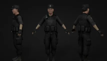 保安队长警官警察安保人员士兵人物C4D模型