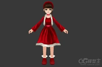 小红帽3D模型 可爱的小女孩 喜庆 红色衣服小女孩 小美女 次时代游戏模型